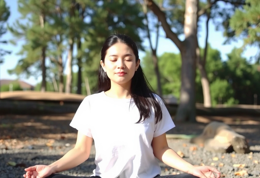 Person practicing mindfulness outdoors