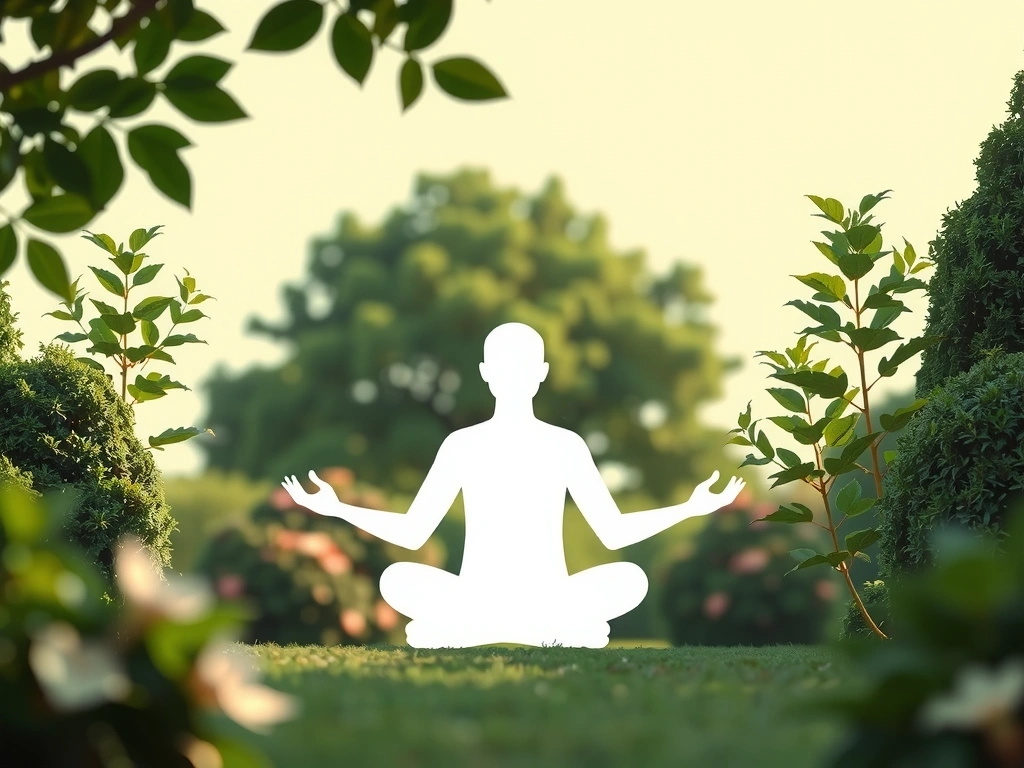 Woman meditating in a peaceful garden, representing mindfulness resources.